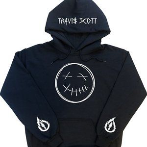 Travis Scott Hoodie Smile Face Black (White Print)